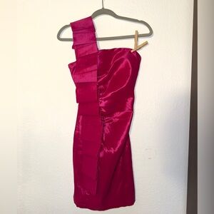 Bold One-Shoulder Magenta Dress